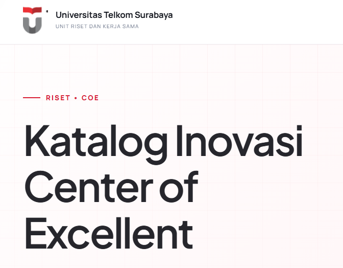 DASHBOARD KATALOG INOVASI CENTER OF EXCELLENCE  UNIVERSITAS TELKOM SURABAYA