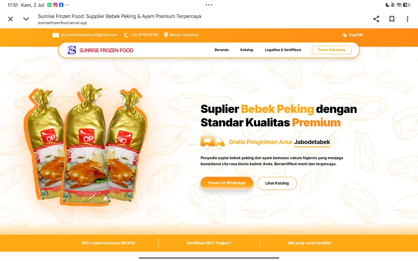 Company Profile Pt  Sunrise Frozen Food
