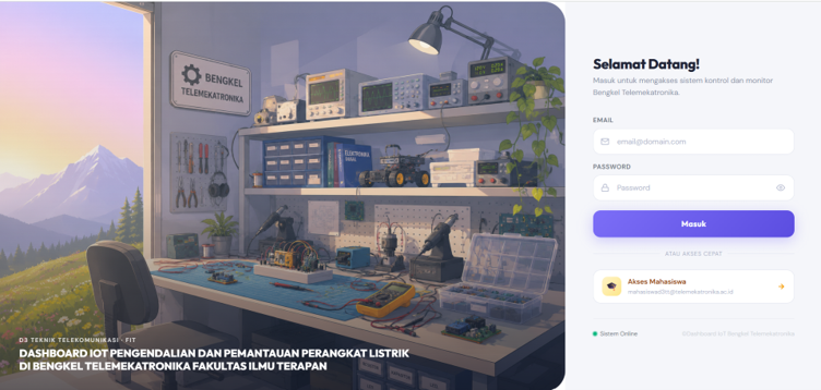Dashboard Bmechiot Sistem Kendali Dan Pemantauan Perangkat Listrik Bengkel Telemekatronika - Fit
